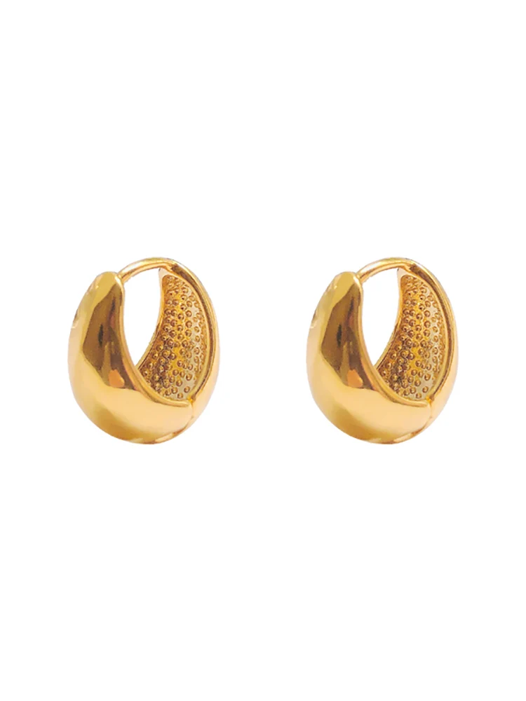 18K Gold plated Hoop Earring,Basic Statement Earrings,Thick Huggies,Gift Earrings E021 - Image 4