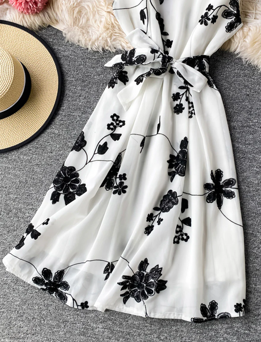 A line flowers short dress summer dress 037 - Image 4