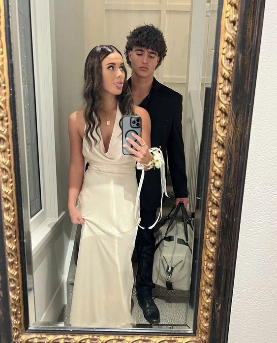 A line Ivory Backless Evening Party Dress Long Halter Prom Dress P831 - Image 2