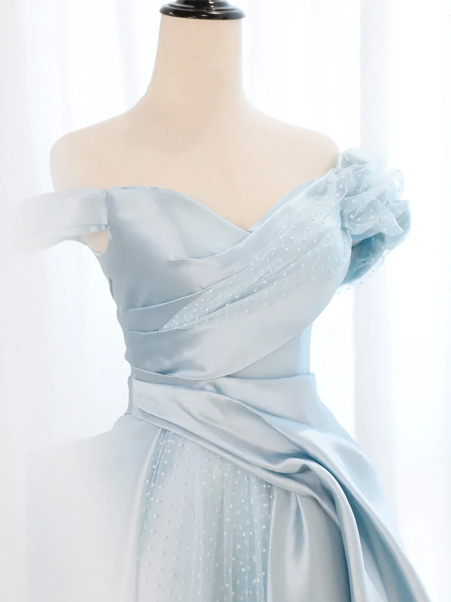 A line Off Shoulder Formal Evening Dress Prom Dresses P676 - Image 2