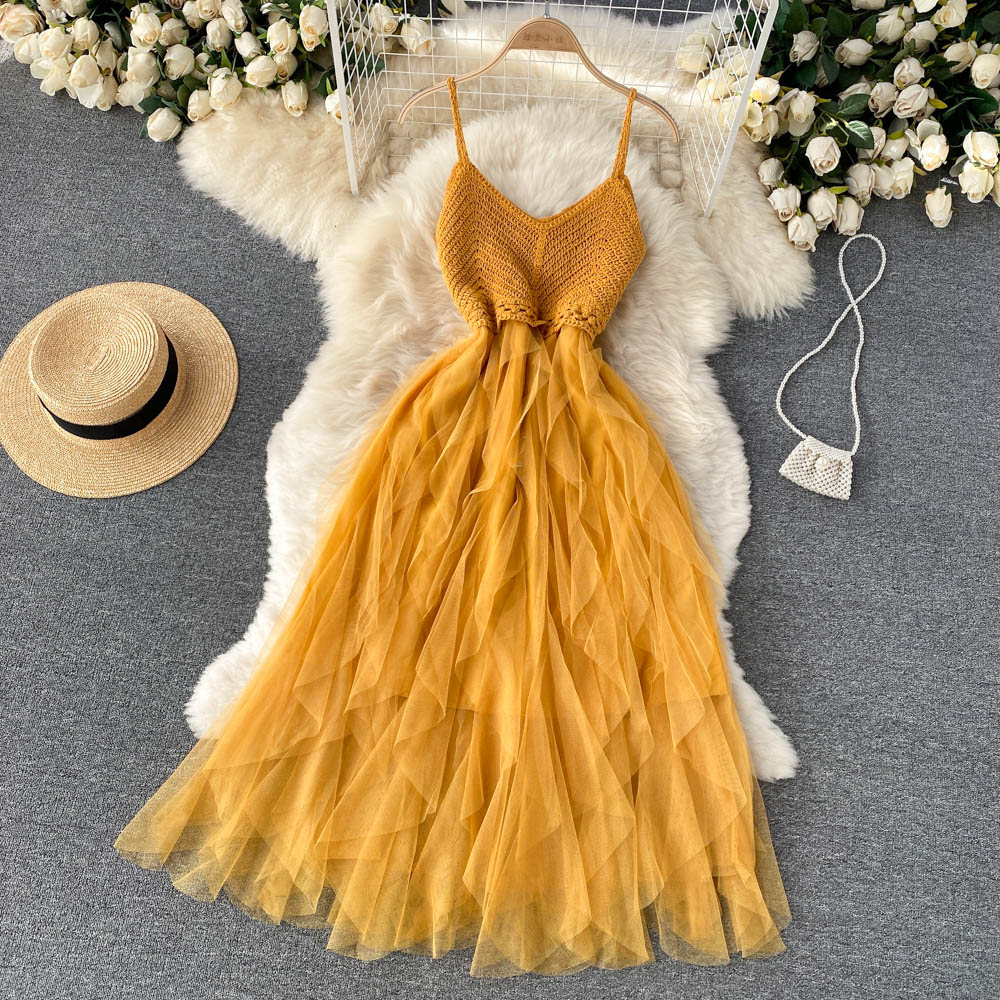 A line spaghetti straps dress women's dress P092 - Image 2