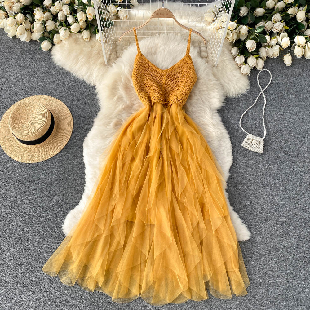 A line spaghetti straps dress women's dress P092 - Image 3
