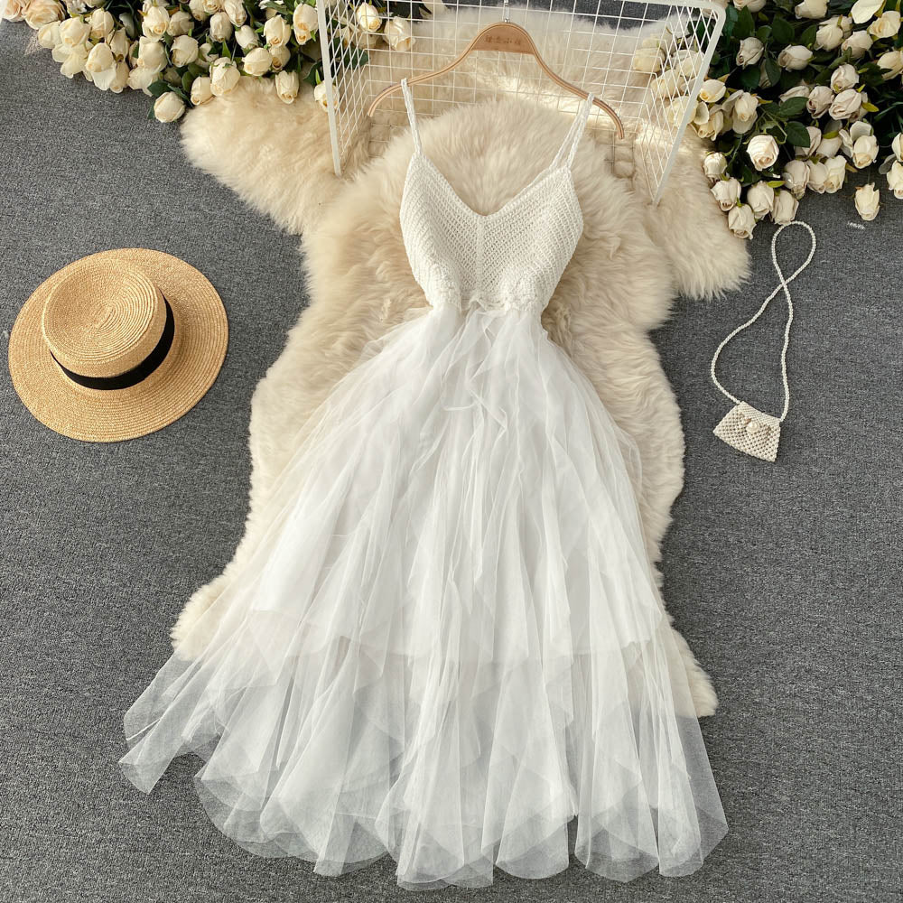 A line spaghetti straps dress women's dress P092 - Image 6