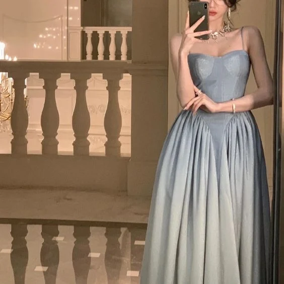 A line Straps Sequin Prom Dresses Formal Evening Dress P1101