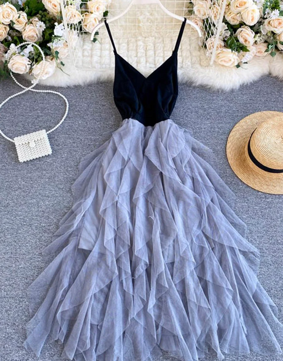 A Line V Neck Tulle Dress Fashion Dress P265 - Image 2