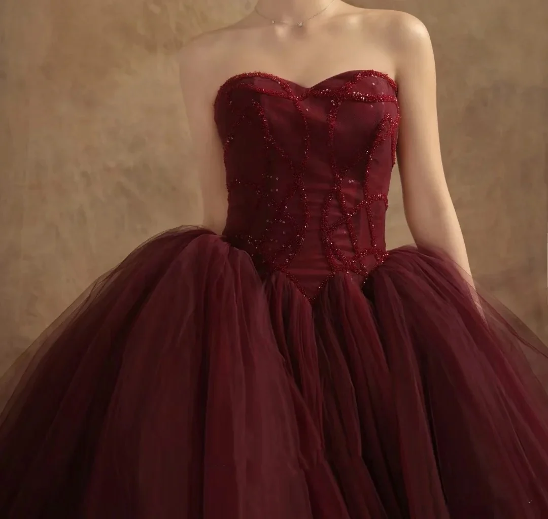 Ball Gown Off The Shoulder Tulle Red Sweet 16 Dresses P1734 - Image 4