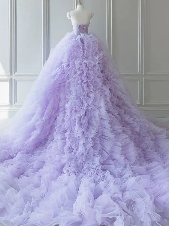 Ball Gown Strapless Lilac Tulle Sweet 16 Dresses P2041 - Image 2