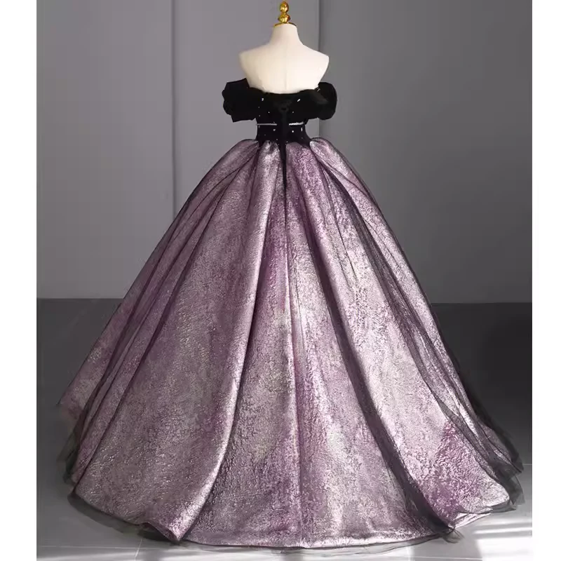 Ball Gown Sweet 16 Dress Off the Shoulder Satin Lilac Sweet 16 Dresses P1327 - Image 3