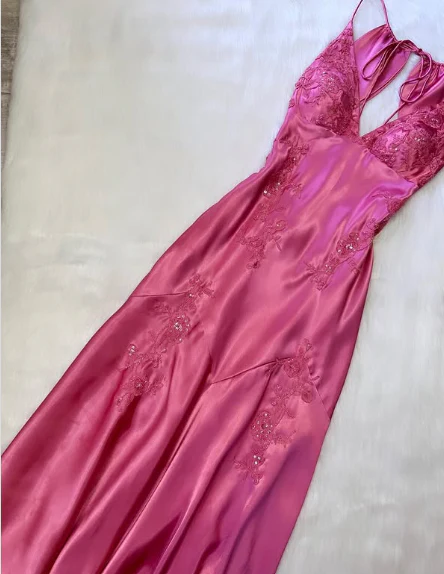 Beautiful A Line Spaghetti Straps Green Long Prom Dresses Backless Satin Evening Gowns P2314 - Image 5