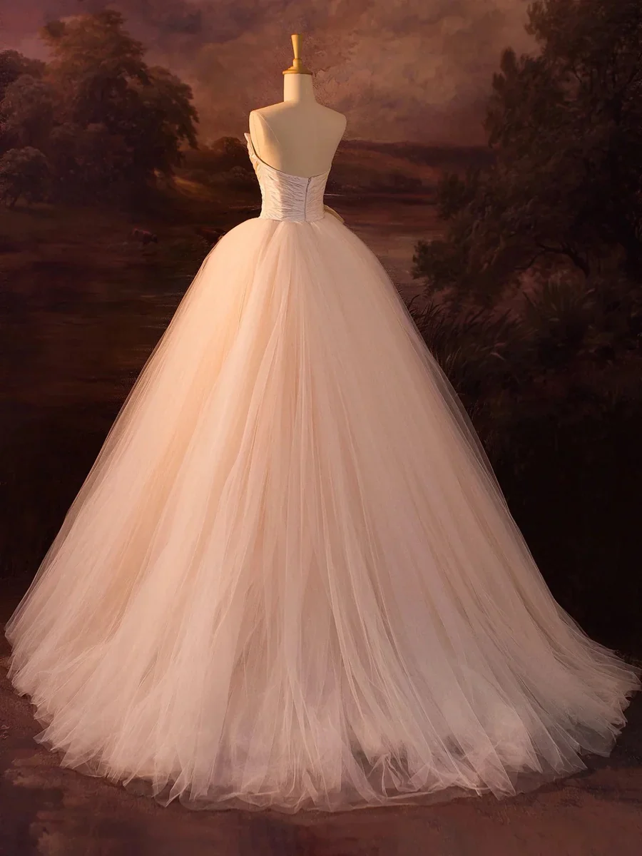 Beautiful A-Line Strapless Tulle Long Prom Dress Evening Dress P1845 - Image 3