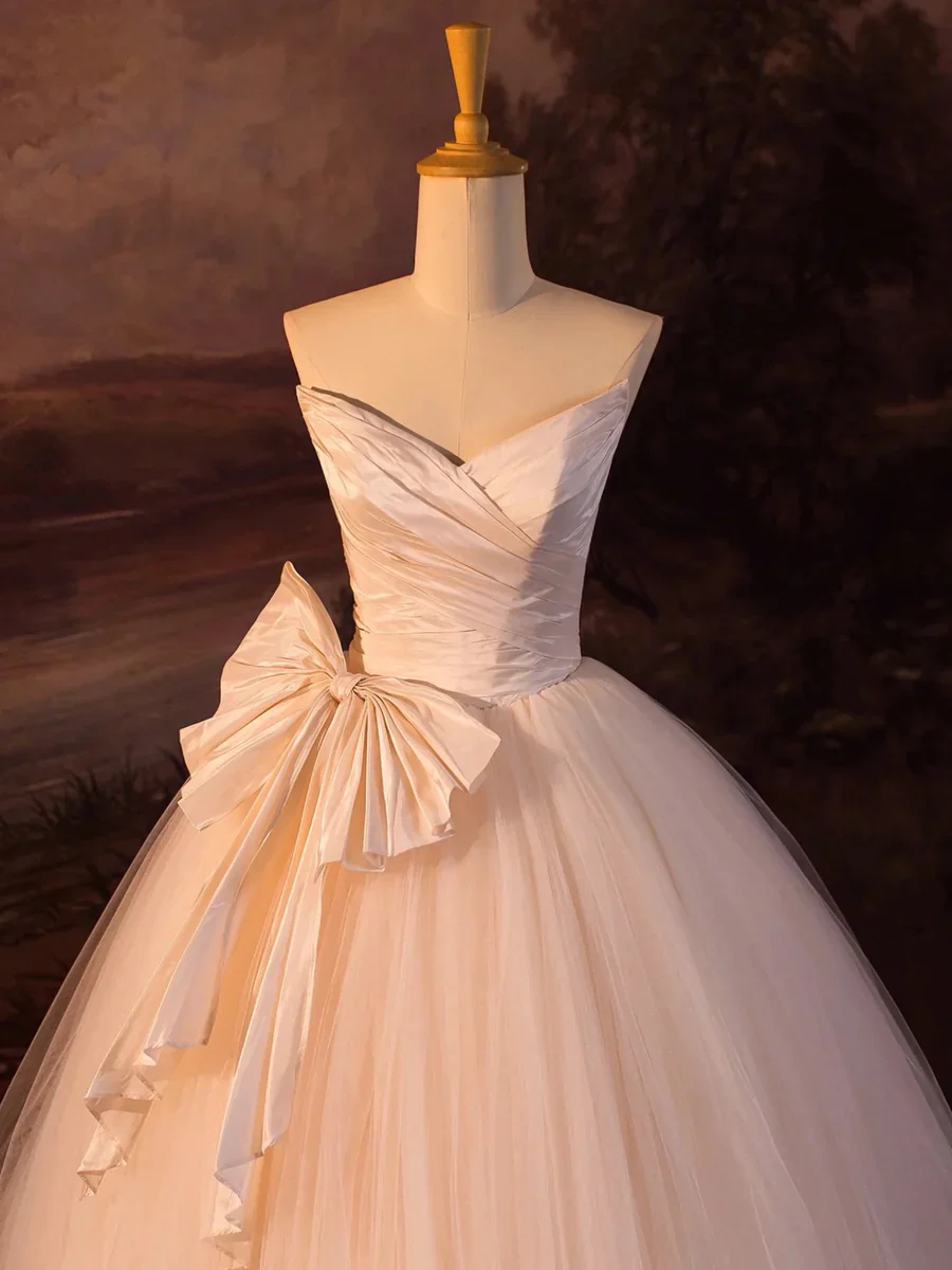 Beautiful A-Line Strapless Tulle Long Prom Dress Evening Dress P1845 - Image 4