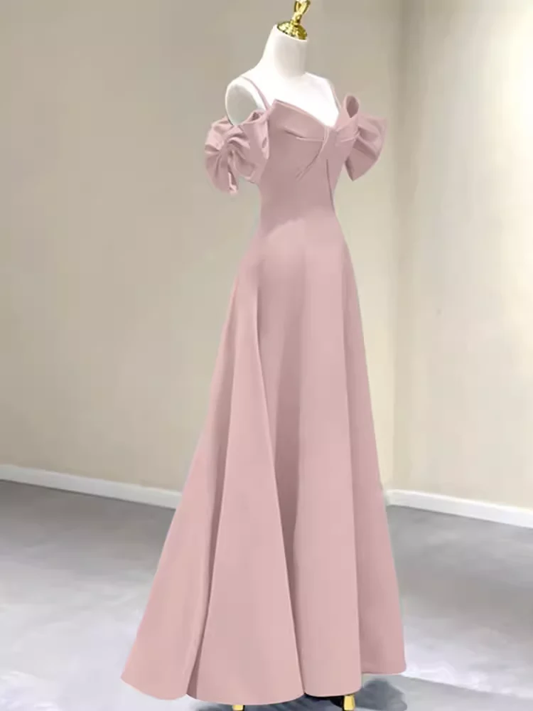 Beautiful A-Line Straps Pink Long Prom Dress P1322 - Image 2
