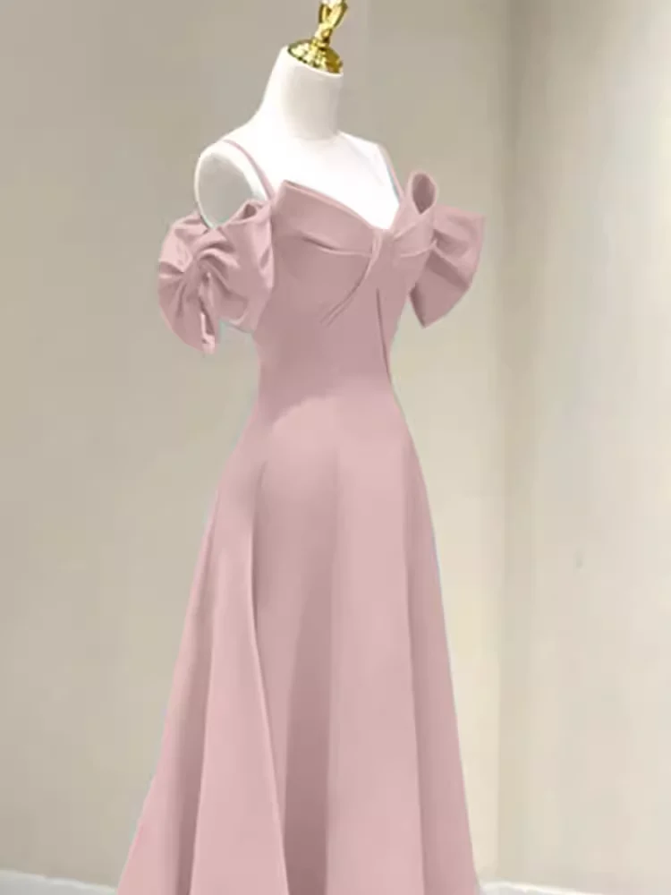 Beautiful A-Line Straps Pink Long Prom Dress P1322 - Image 3