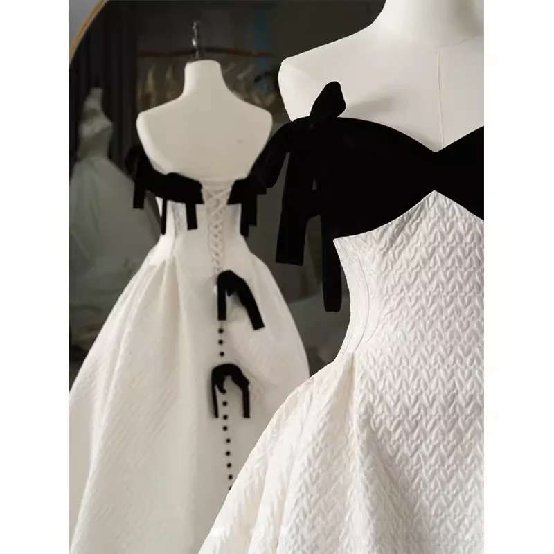 Beautiful Ball Gown Straps White Lace Long Prom Dress P1367 - Image 2