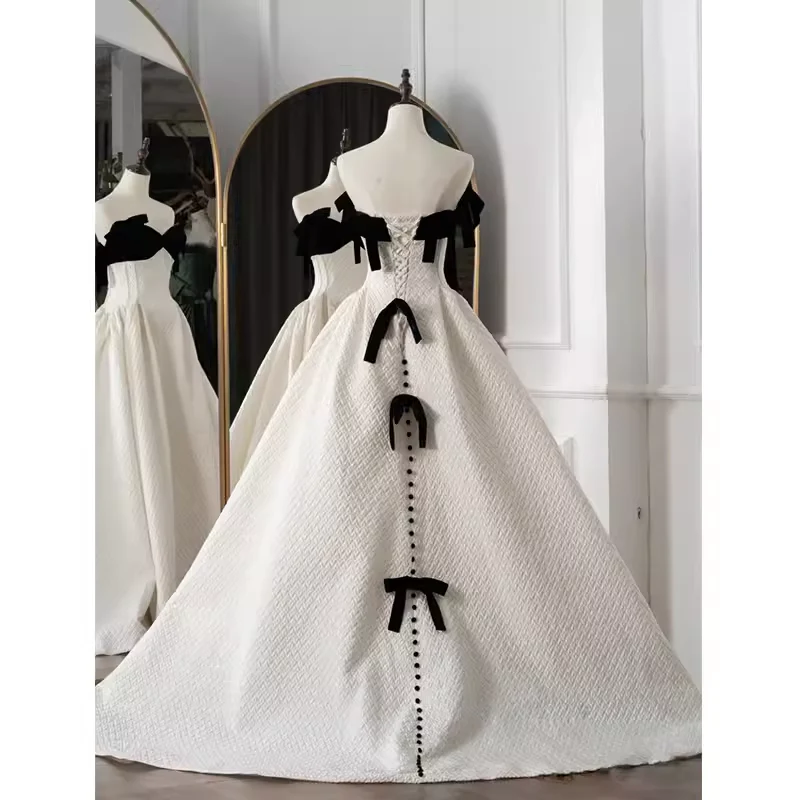 Beautiful Ball Gown Straps White Lace Long Prom Dress P1367 - Image 5