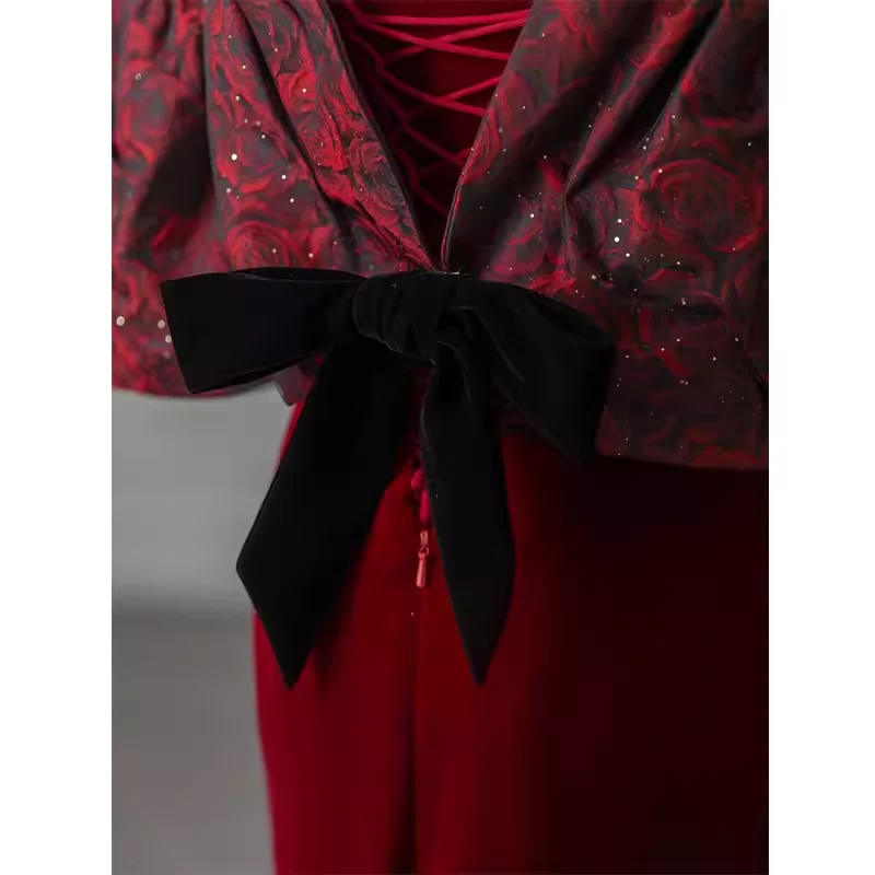 Beautiful Mermaid Off The Shoulder Long Red Prom Dress P1329 - Image 4