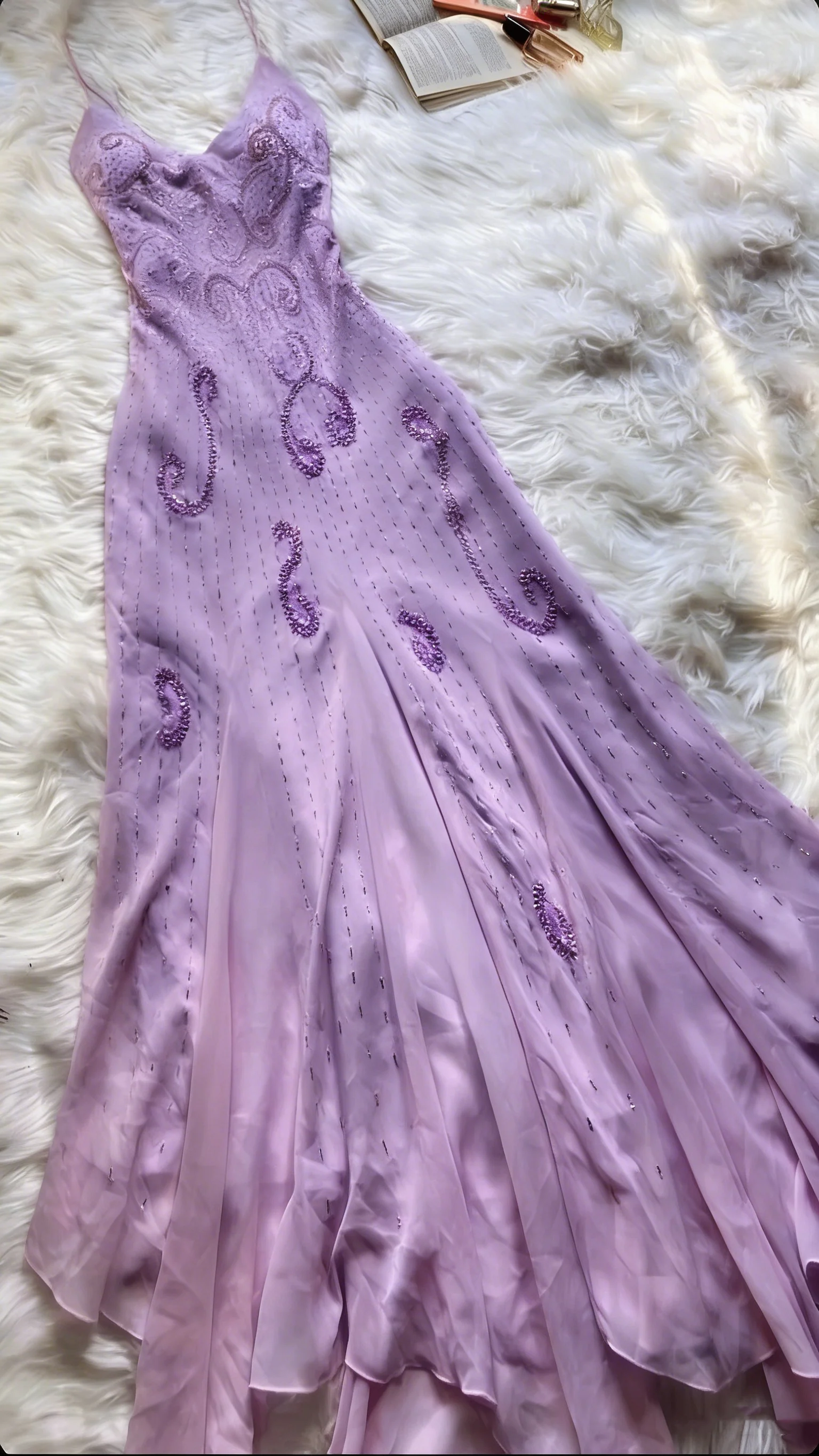 Beautiful Mermaid Prom Gown Pink Chiffon Beads Prom Dresses P1859 - Image 5