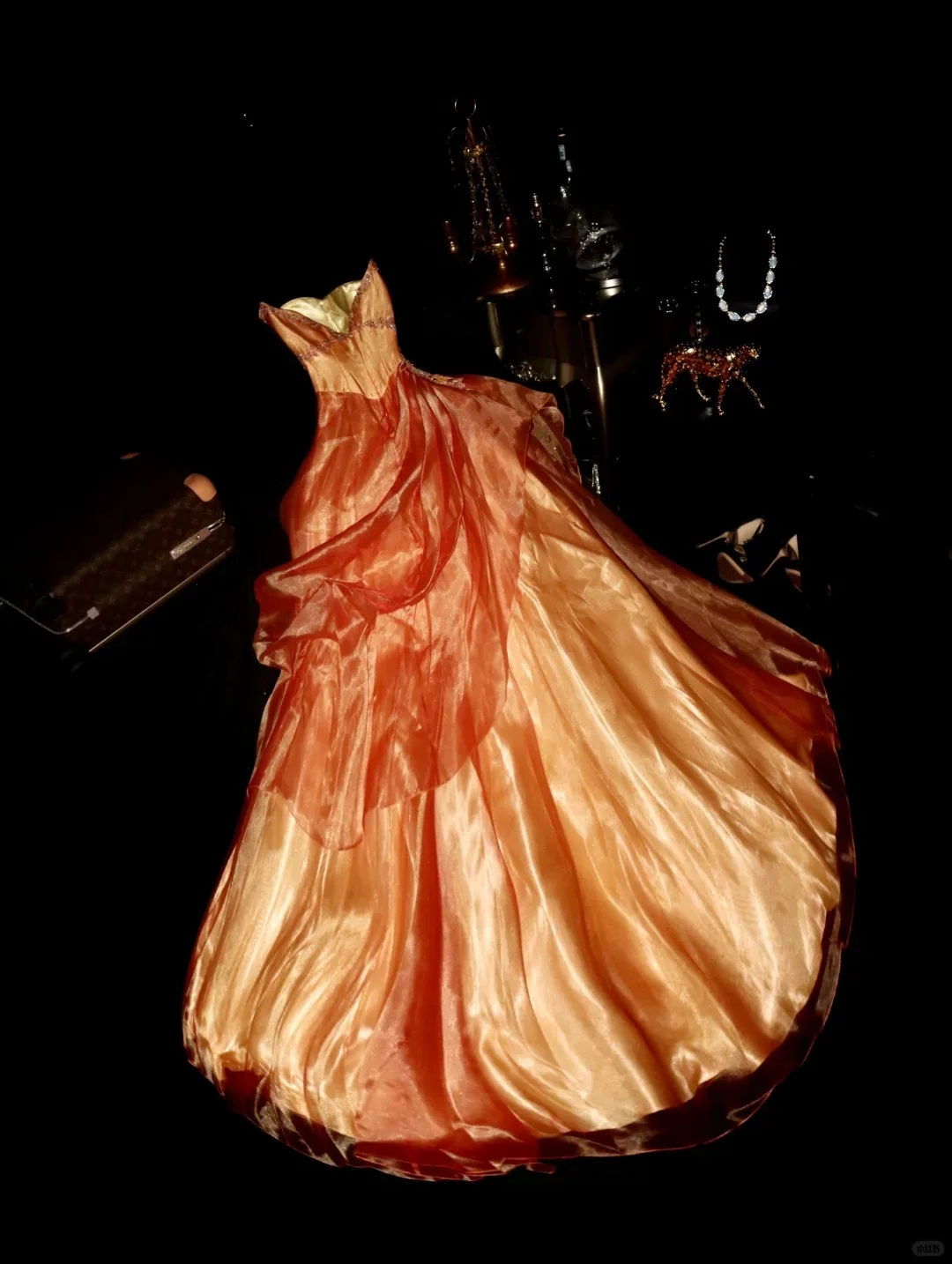 Beautiful Orange Tube Top Puffy Princess Long Prom Dress P3455 - Image 6