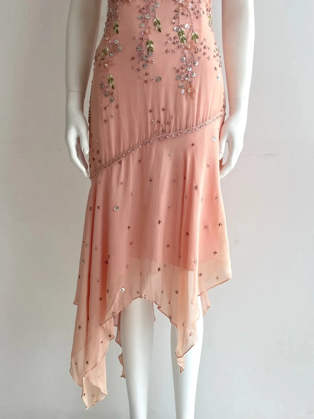Beautiful Pink Spaghetti Strap Beaded Irregular Chiffon Prom Dress Birthday Dress P4847 - Image 6