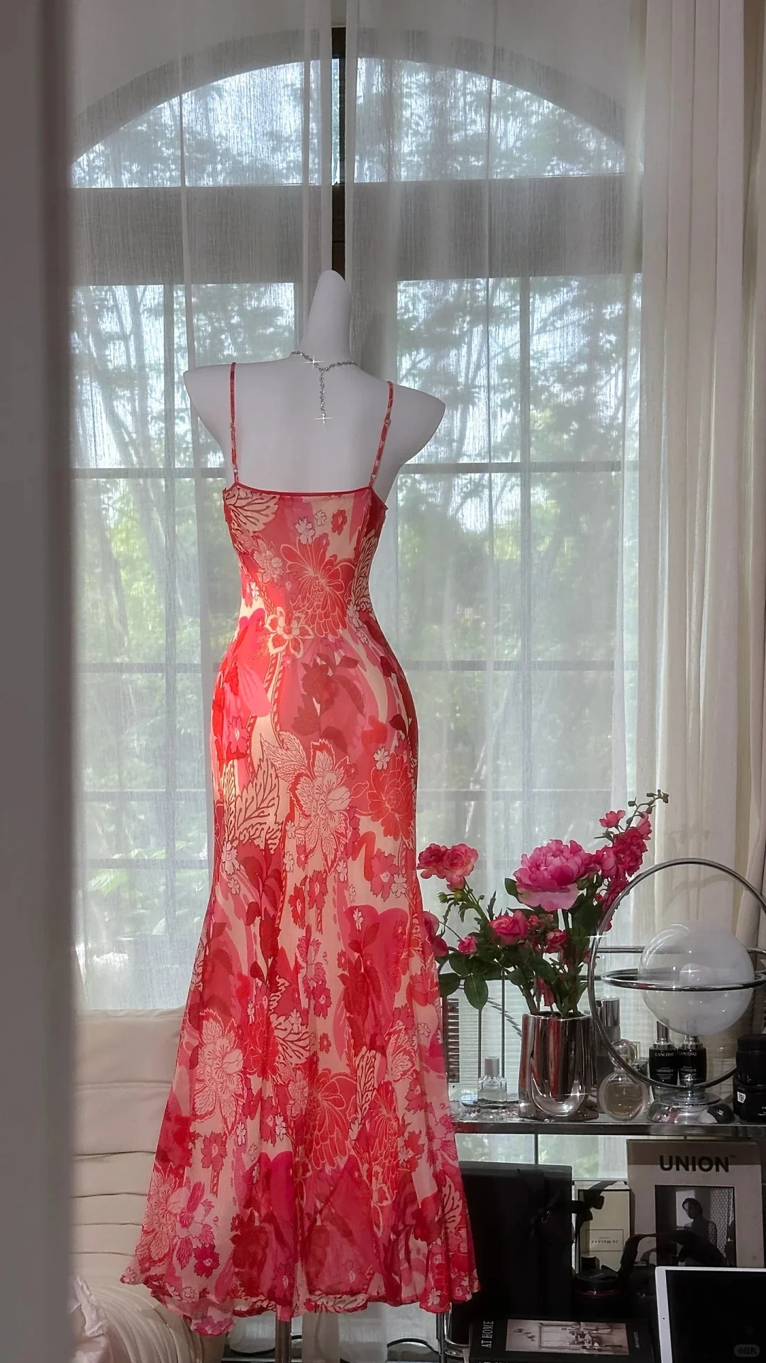Beautiful Printed V-neck Strapless Chiffon Mermaid Prom Dress P3797 - Image 2