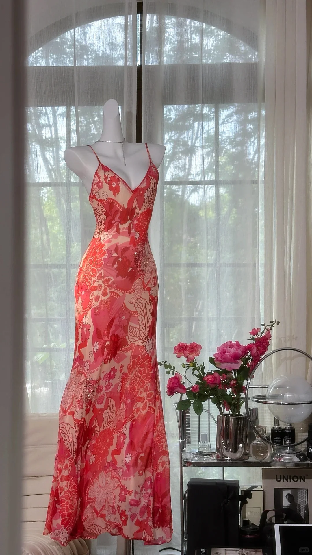 Beautiful Printed V-neck Strapless Chiffon Mermaid Prom Dress P3797 - Image 3
