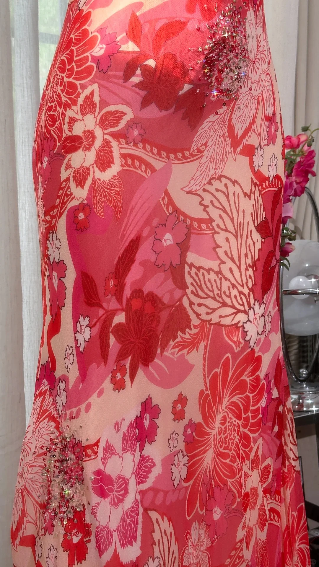 Beautiful Printed V-neck Strapless Chiffon Mermaid Prom Dress P3797 - Image 4
