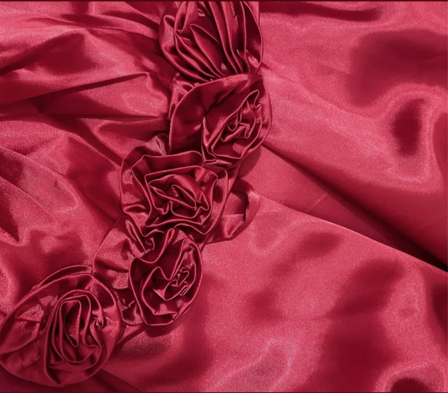 Beautiful Red Strapless Three-dimensional Rose Satin A-line Long Prom Dress P3768 - Image 2
