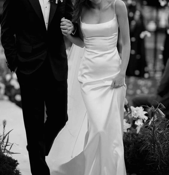 Beautiful Sheath Straps Long White Prom Dress Evening Dress P1332 - Image 2