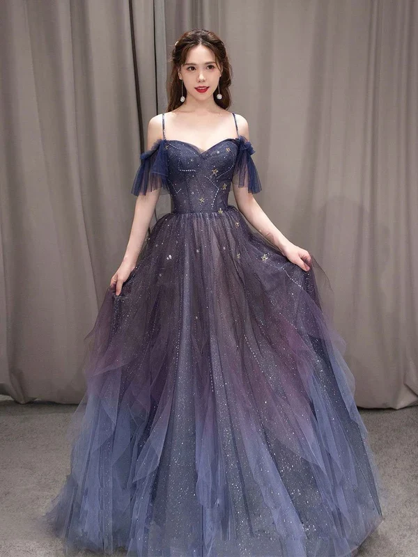 Beautiful Spaghetti Strap Evening Party Dress Grape Prom Dresses P677 - Image 2