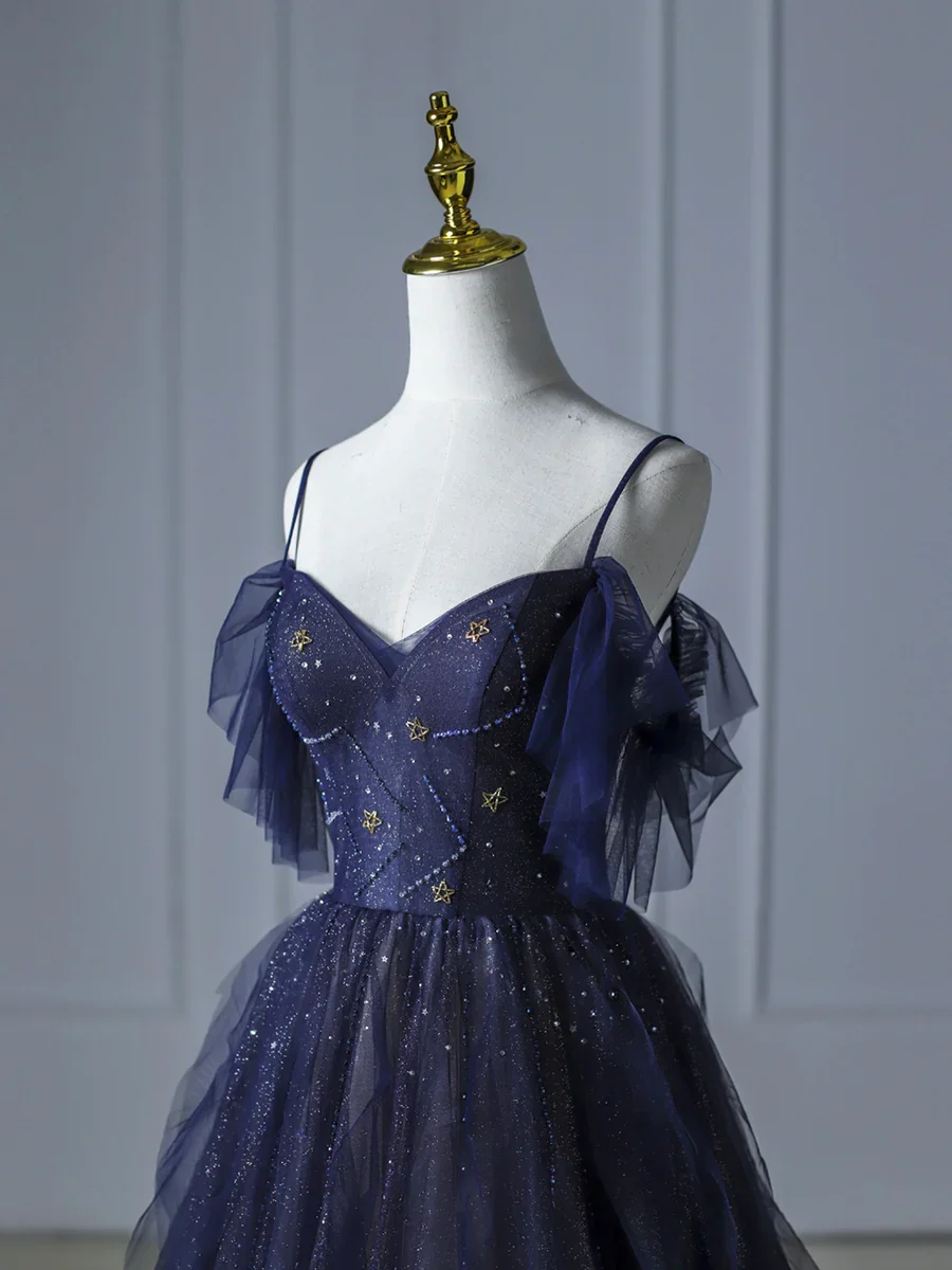 Beautiful Spaghetti Strap Evening Party Dress Grape Prom Dresses P677 - Image 3