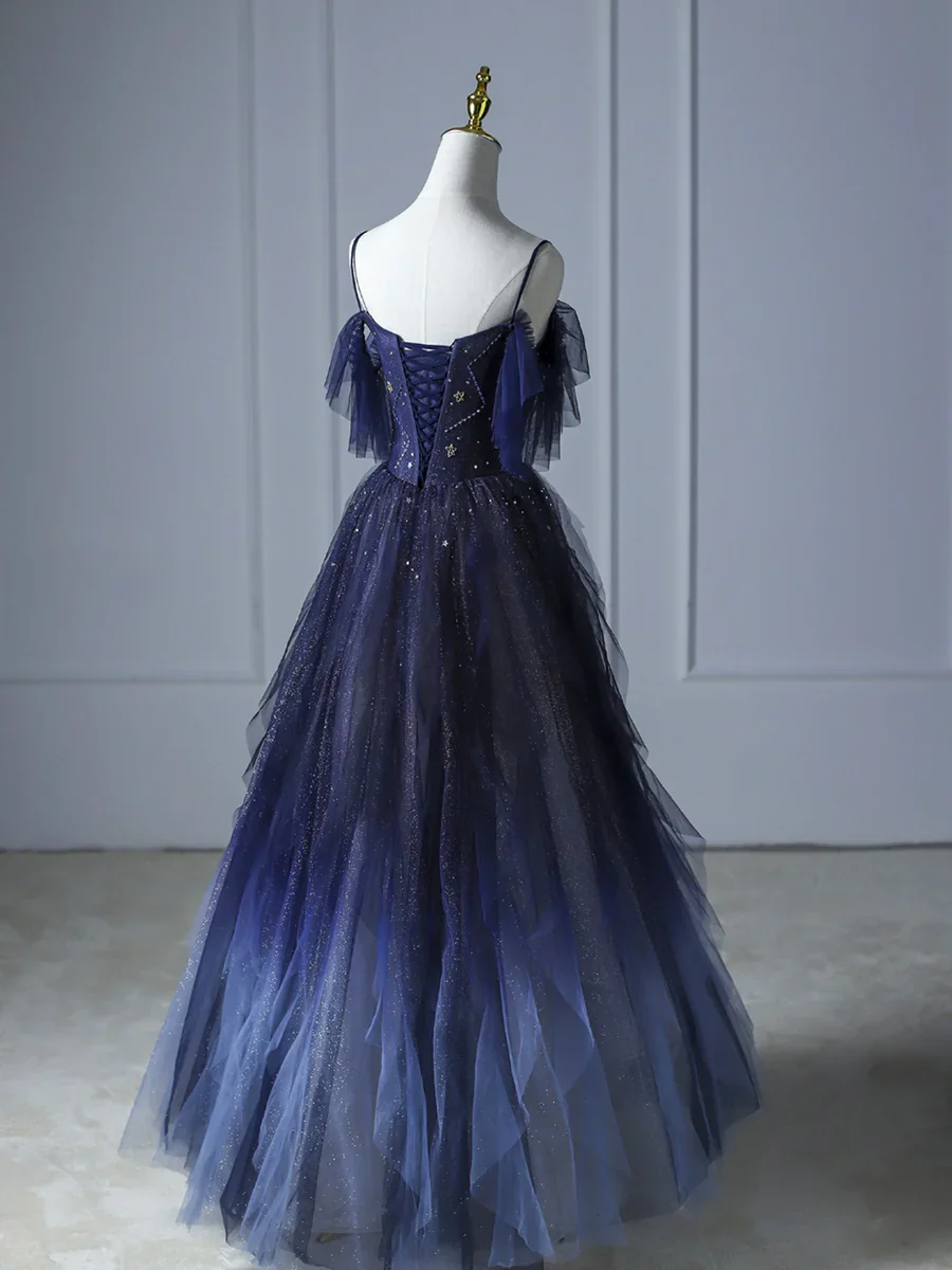 Beautiful Spaghetti Strap Evening Party Dress Grape Prom Dresses P677 - Image 4