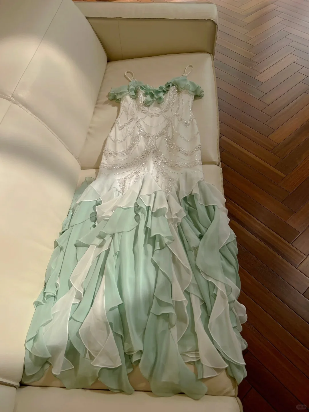 Beautiful Spaghetti Strap Mermaid Beaded Chiffon Prom Dress P3437 - Image 5