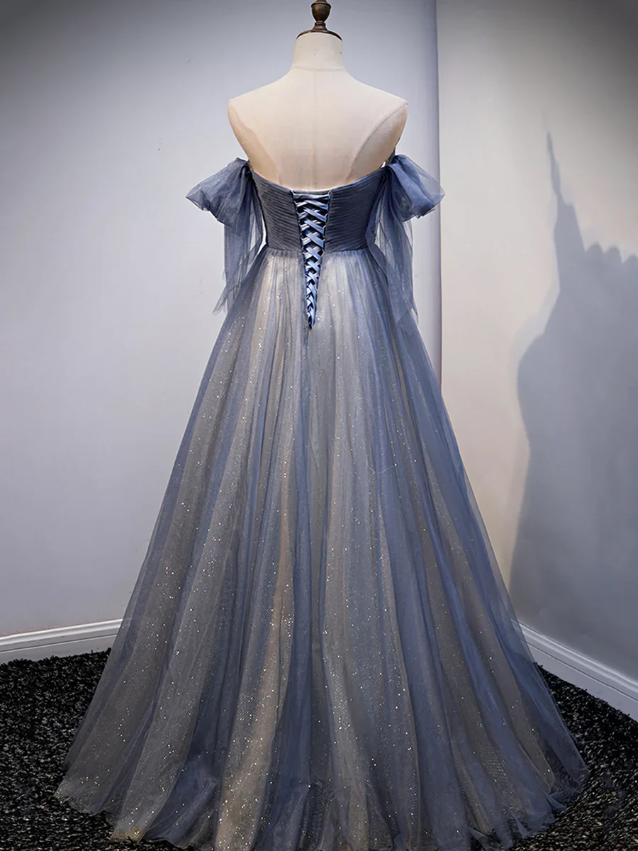 Blue Sweetheart Tulle with Lace Party Dress Prom Dress P629 - Image 3