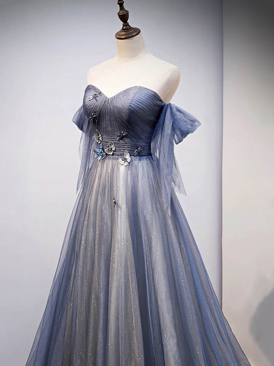 Blue Sweetheart Tulle with Lace Party Dress Prom Dress P629 - Image 4
