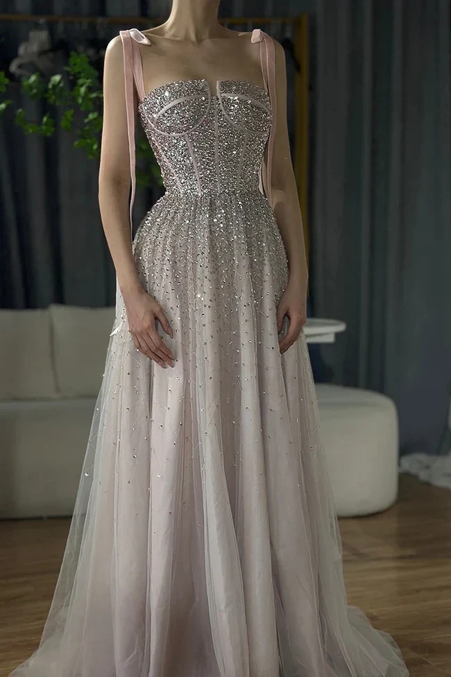 Burgundy Prom Dresses A line Straps Tulle Evening Dresses P1081 - Image 11