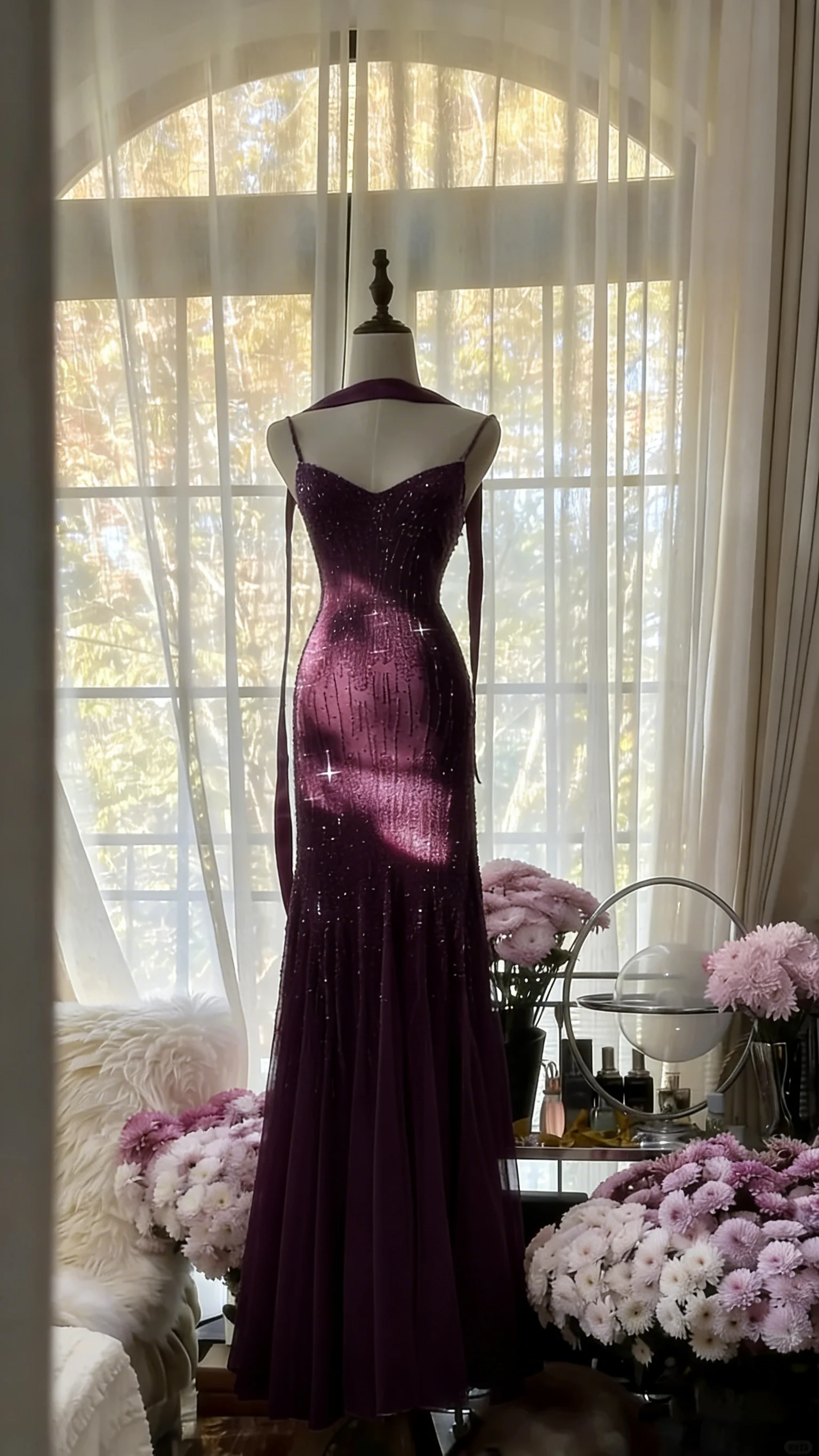 Charming Purple Chiffon Beaded Mermaid Long Prom Dress P3343 - Image 10
