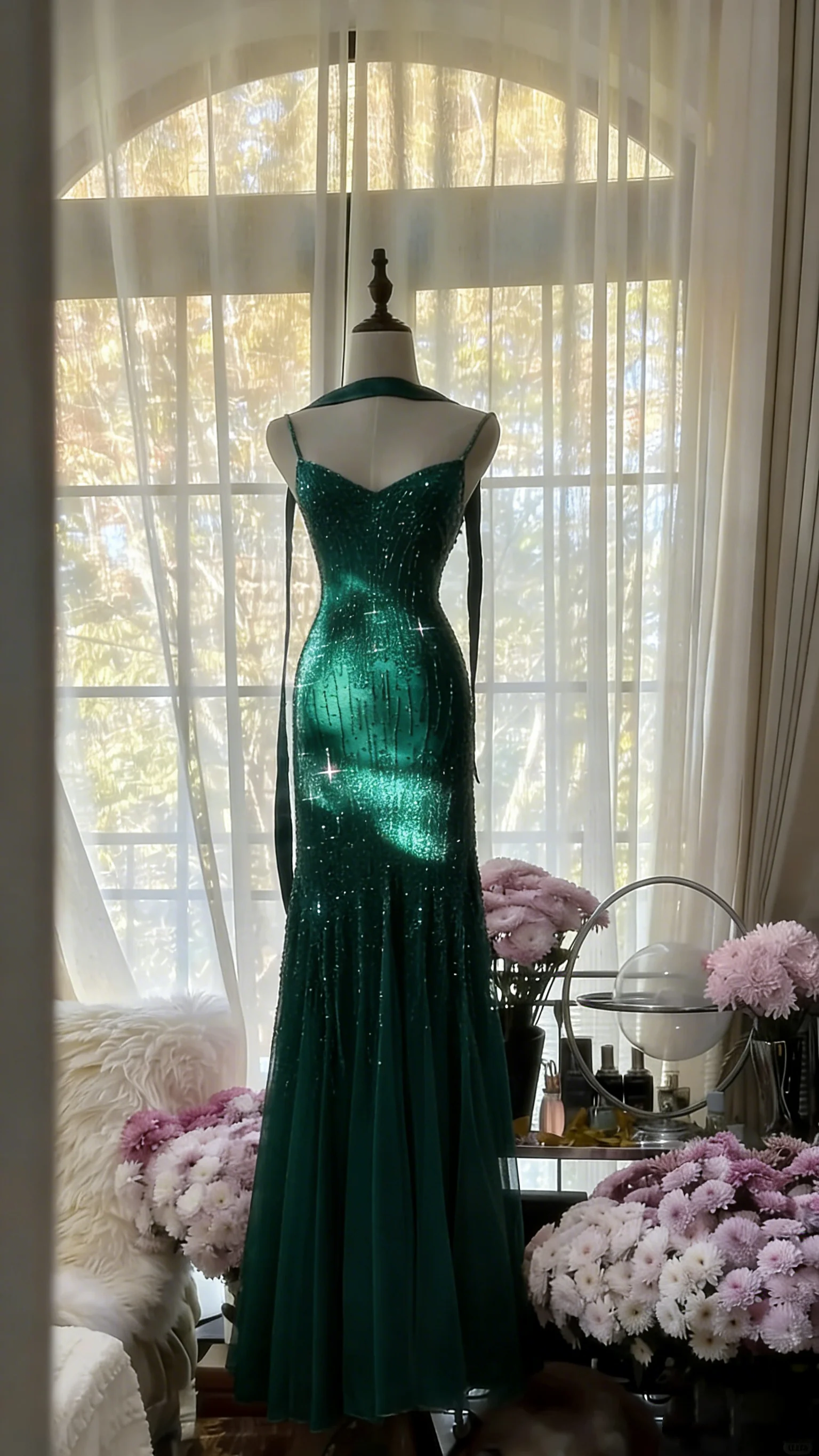 Charming Purple Chiffon Beaded Mermaid Long Prom Dress P3343 - Image 7