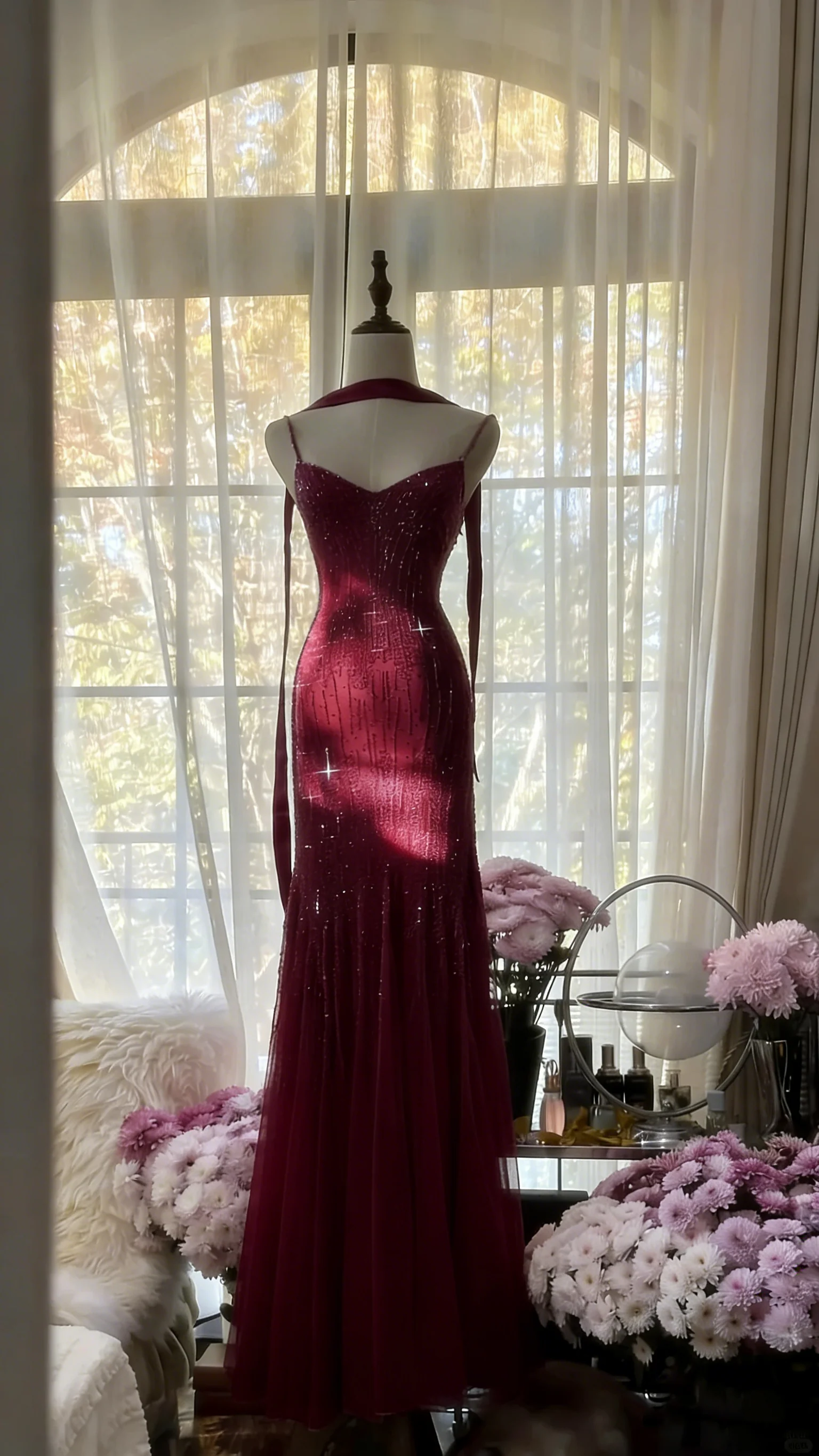 Charming Purple Chiffon Beaded Mermaid Long Prom Dress P3343 - Image 8