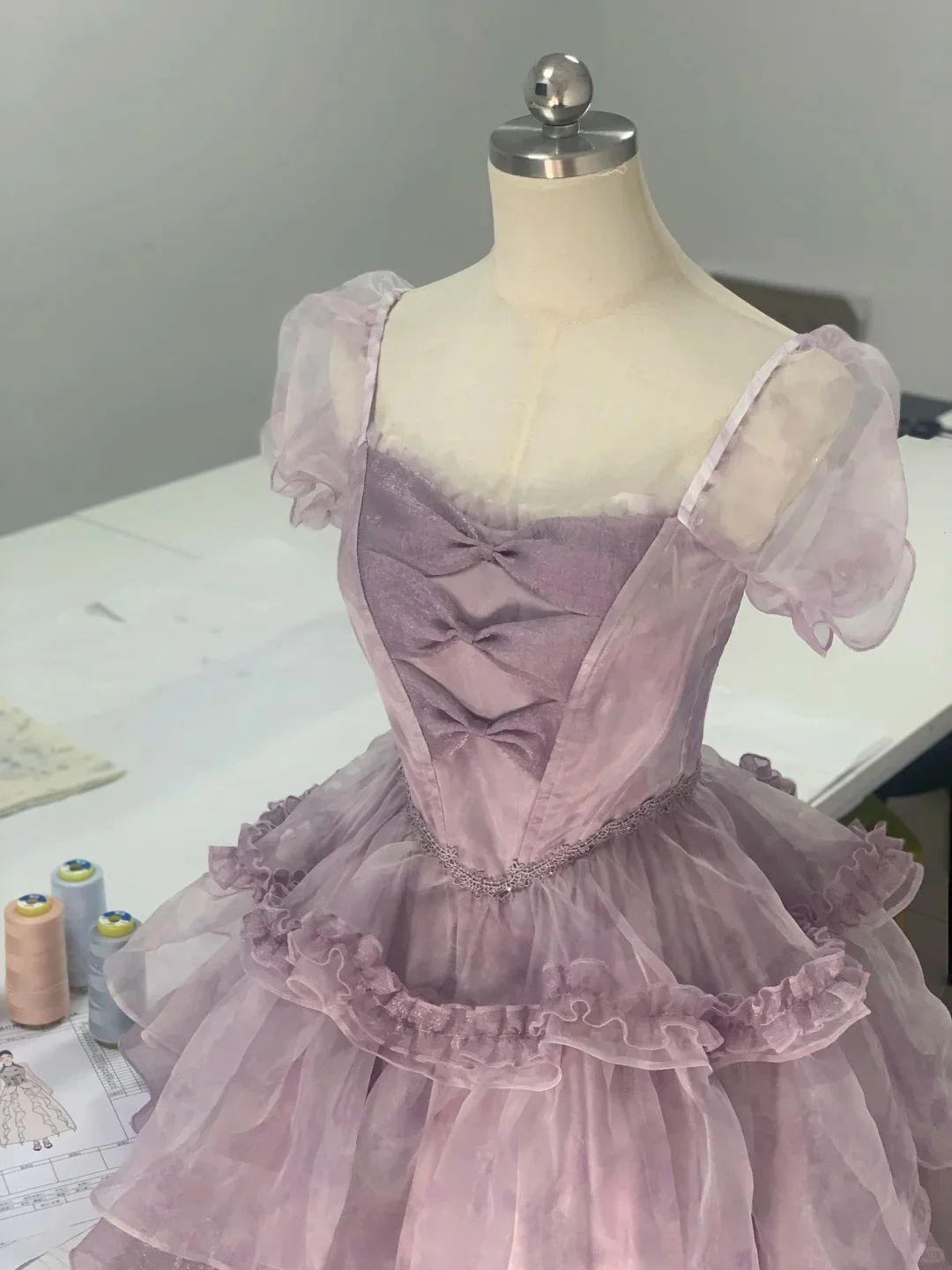 Charming Purple Short Sleeve Tulle A-Line Homecoming Dress P3167 - Image 2