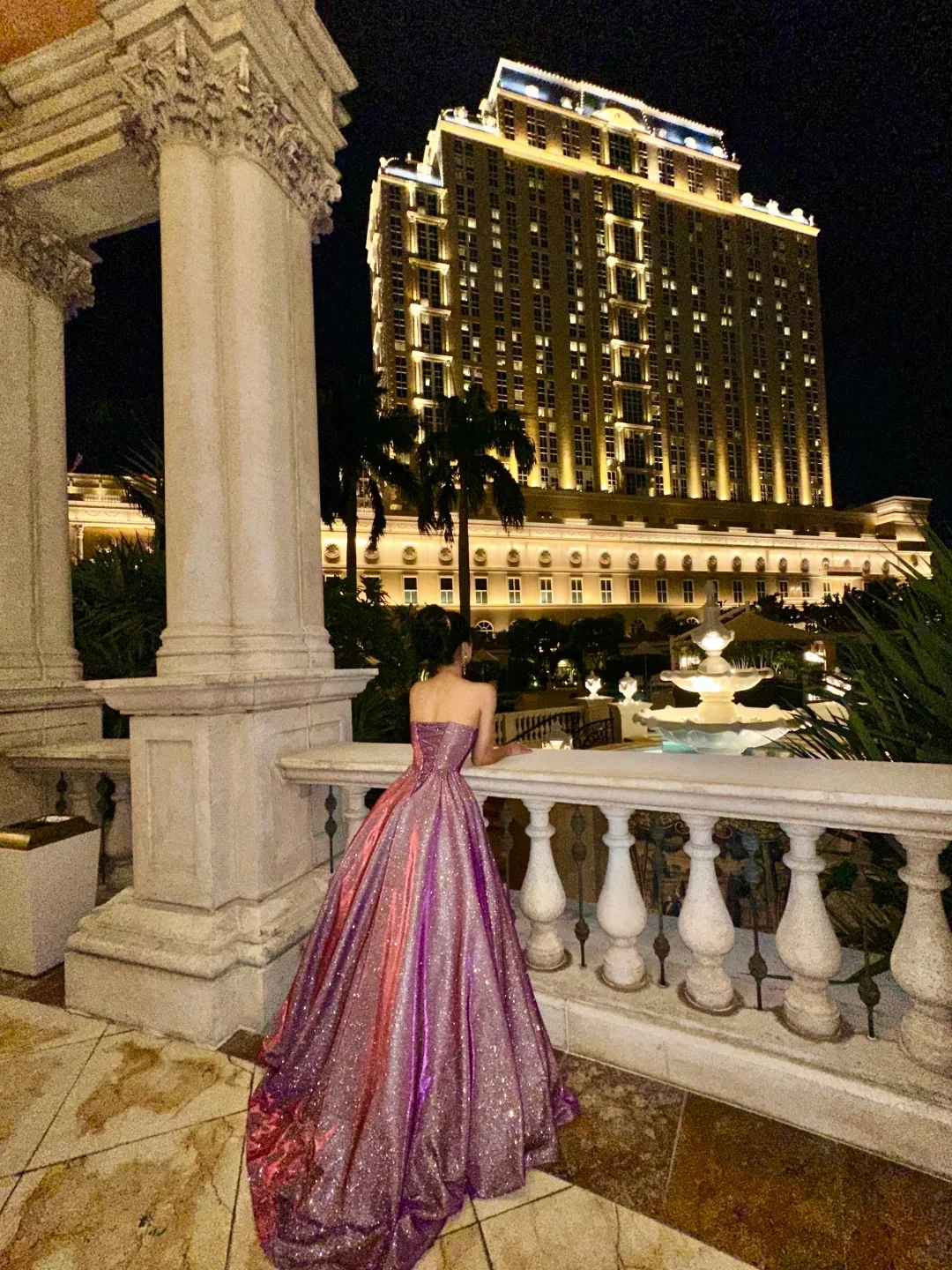 Charming Purple Sweetheart Neck Sleeveless Sparkling Train Prom Dress P3442 - Image 3