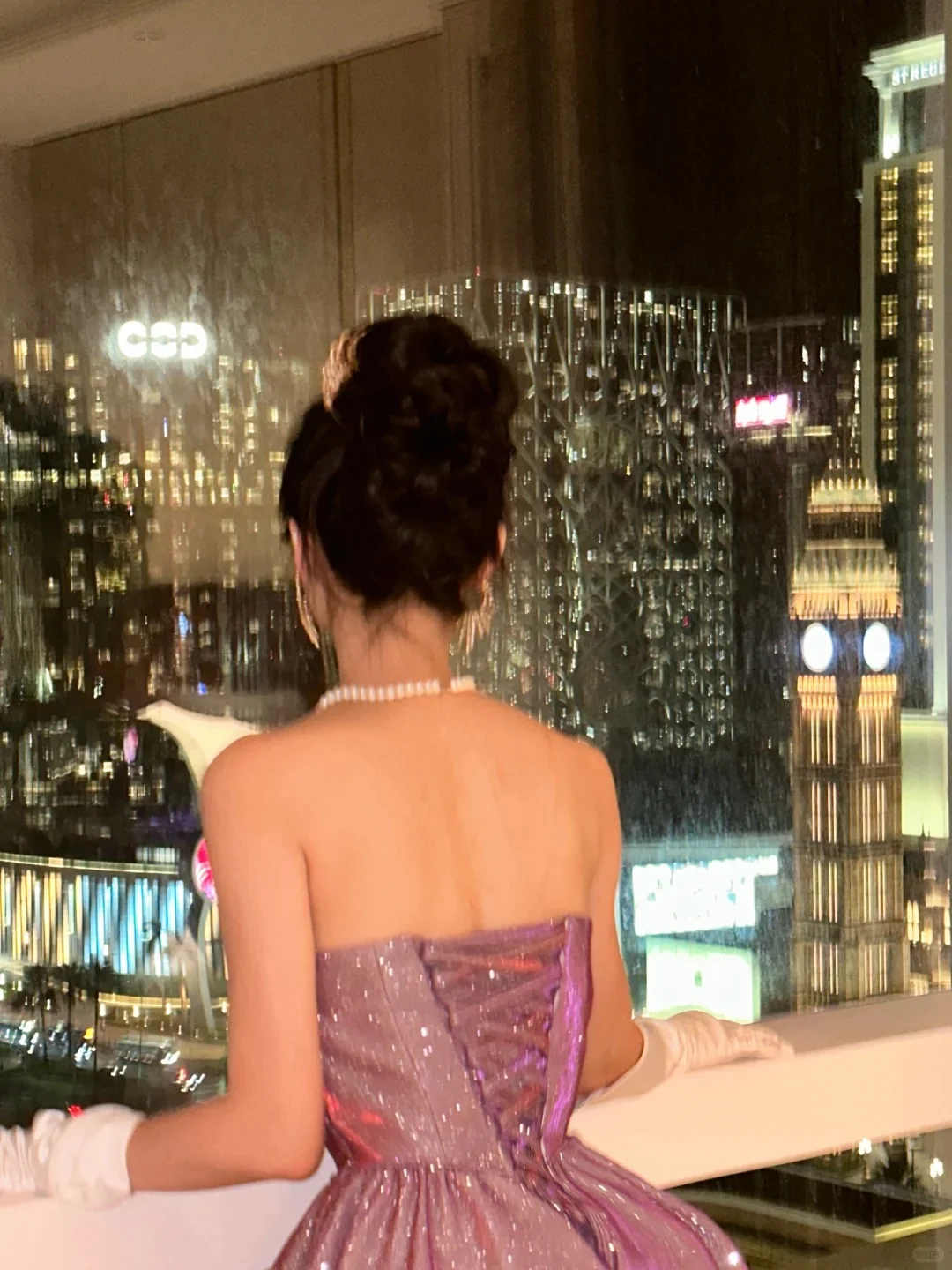 Charming Purple Sweetheart Neck Sleeveless Sparkling Train Prom Dress P3442 - Image 4