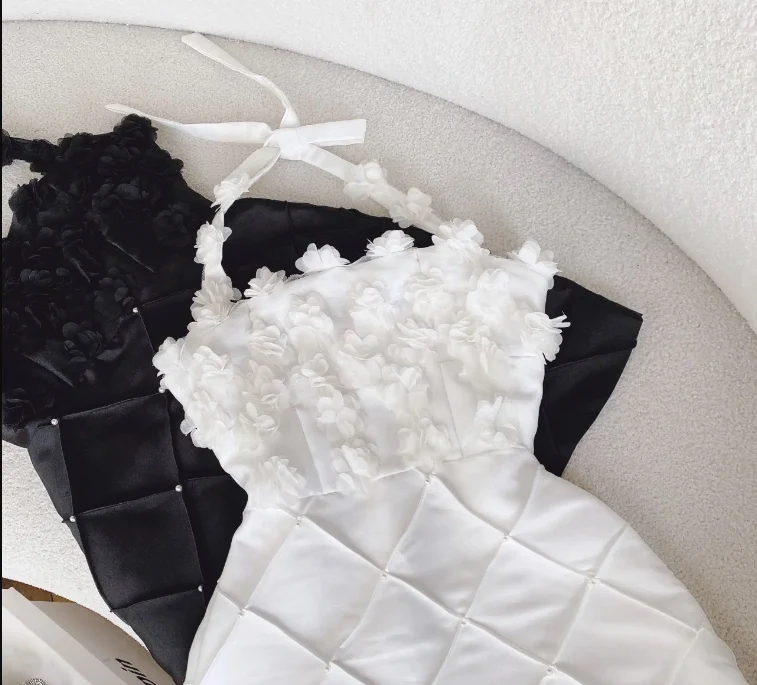 chic a-line satin halter short homecoming dress 18th birthday outfits P1950 - Image 4