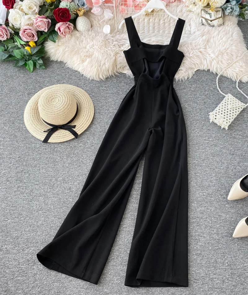 Chic sleeveless jumpsuit wide leg jumpsuit 075 - Image 5