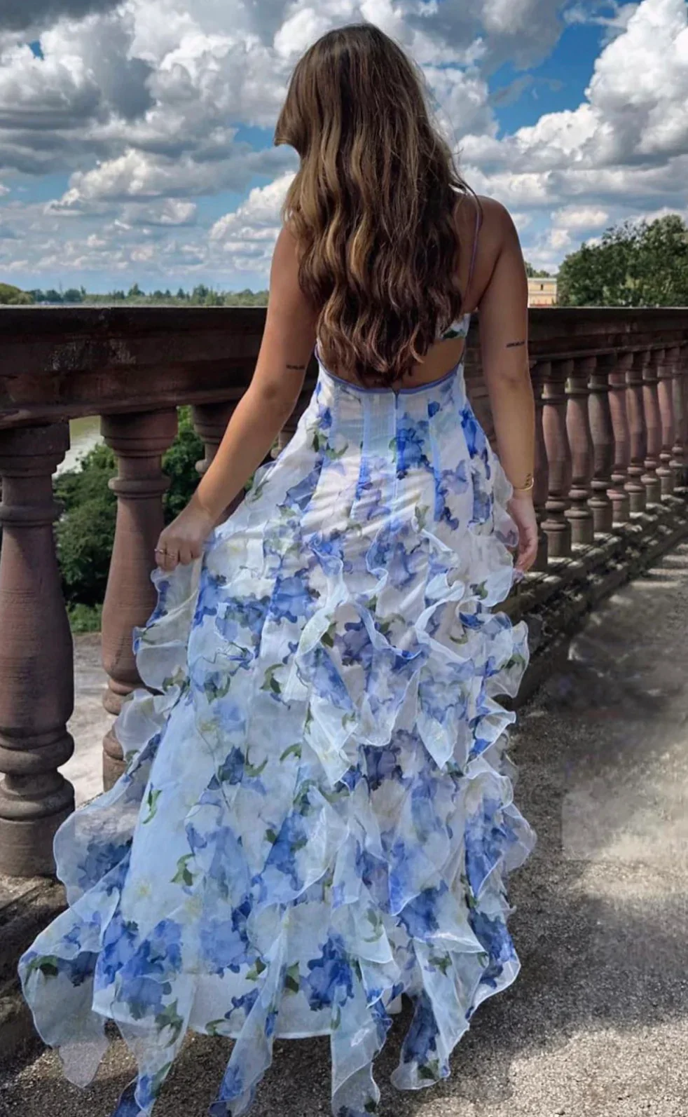 Classic Floral Prom Dresses Long Prom Gown 22th Birthday Outfit P1382 - Image 4