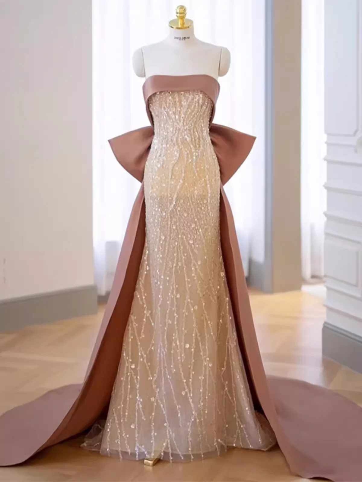 Classic Mermaid Strapless Sequin Prom Dresses Long Prom Dress P479 - Image 3