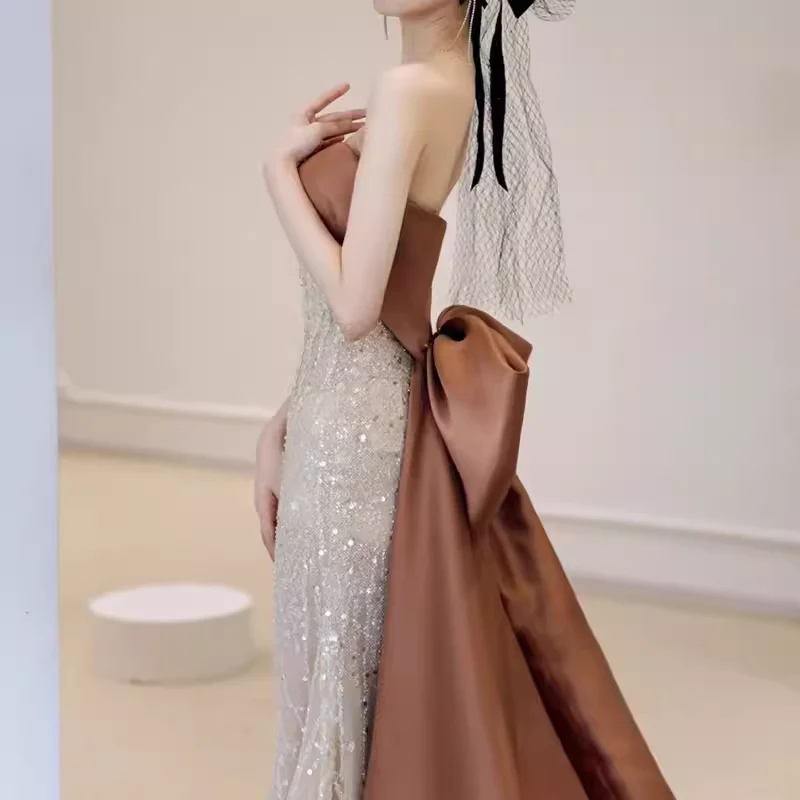 Classic Mermaid Strapless Sequin Prom Dresses Long Prom Dress P479 - Image 8