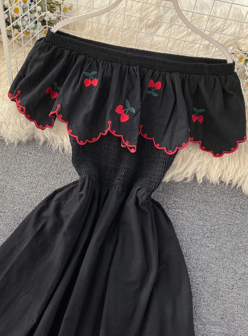 Cute A line cherry dress fashion girl dress 031 - Image 10