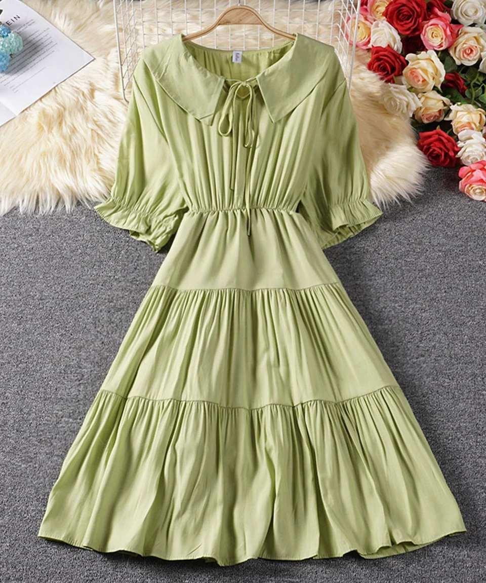 Cute A line dress short sleeve dress summer dress 038 - Image 6