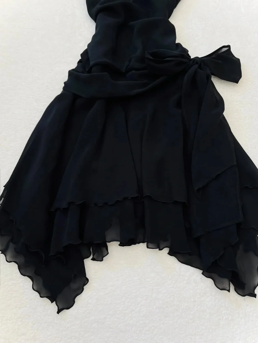 Cute Black Chiffon Strap Mini Homecoming Dress P3405 - Image 2