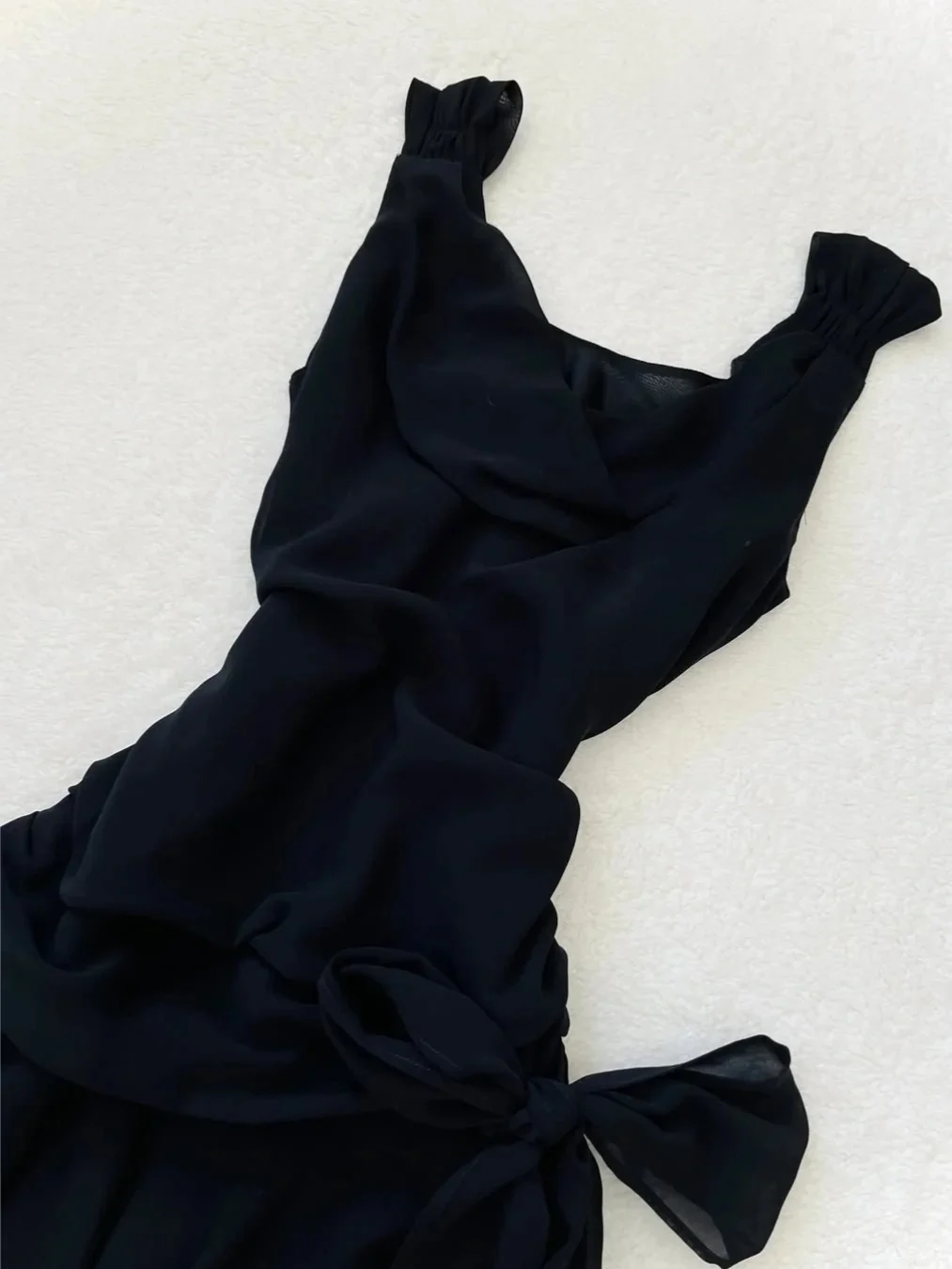 Cute Black Chiffon Strap Mini Homecoming Dress P3405 - Image 3